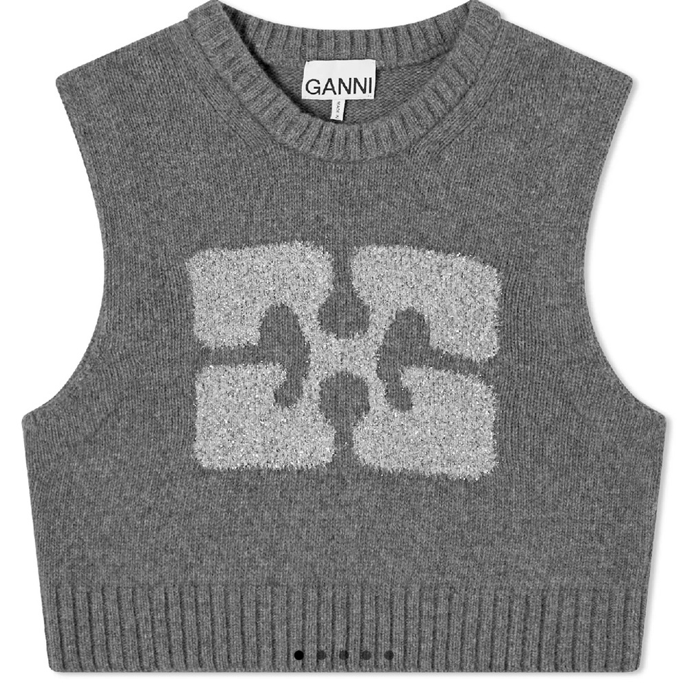 ganni grey cropped sweater vest